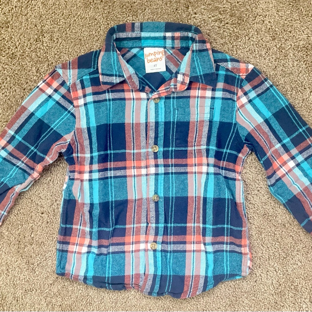 Jumping Beans Blue and Orange Button Down Shirt